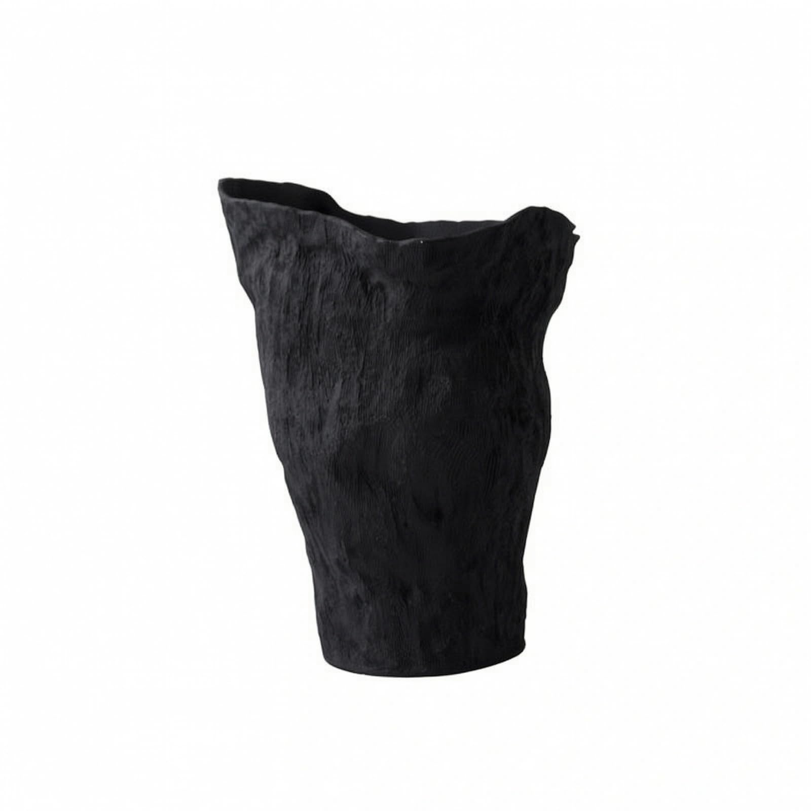 MagiDeal Jarrón de Cerámica Florero Escultural Vaso Decorativo Centro de Mesa Barro con Pátina Artesanal y Acabado Mate Que, Negro, D款 Negro Bajo 34.5 34.5 H46.5cm
