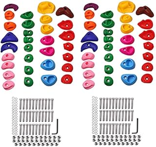 DIVCHI Climbing Holds for Kids, Climbing Wall Grips Children 64 pcs Multicoloured Textured Rock Ideal for Climbing Frames, DIY Rock Stone Wall, Indoor and Outdoor Playground, Tree House