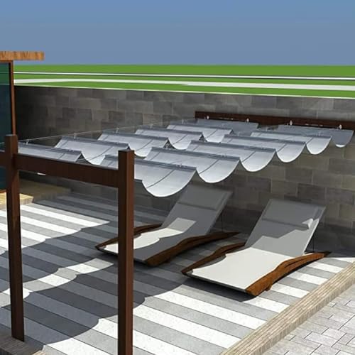 Wysuwana osłona przeciwsłoneczna do pergoli z HDPE | Szara, wysuwana osłona przeciwsłoneczna pergoli o wielu rozmiarach na zewnątrz(1.1X7M)