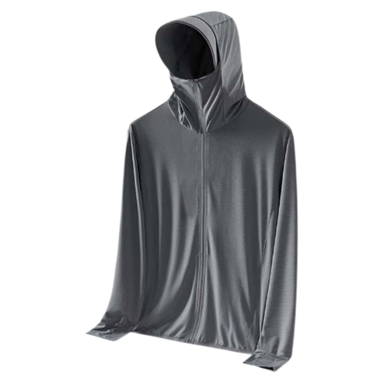 Sun - Sudadera con capucha para hombre UPF 50+ UV, protección solar, chaqueta de manga larga para exteriores, senderismo, deportiva, camiseta de manga larga con capucha, para verano, fina