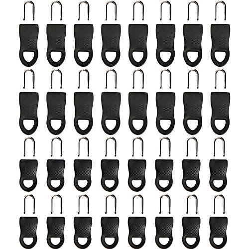eBoot 32 Pieces Zipper Tag Zip Fixer Zipper Replacement Tag for Clothes or Bags (Black)