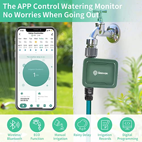 Geevon Bluetooth Sprinkler Timer With Brass Inlet Metal Thread,Smart Hose Timer With App,Bluetooth Irrigation Timer For Garden,Wireless Water Timer For Lawn,Rv Water Tank Filling And Nozzle Sprayer #TOP1