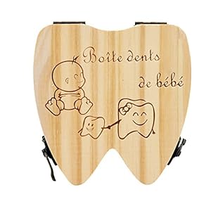 Youyu77 Franse Kids Tand Box Organizer Baby Besparen Melk Tanden Hout Opbergdoos, Thuis Textiel Opslag voor Ramadan Halloween Kerst: