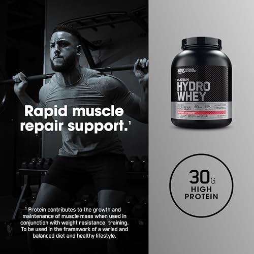Optimum Nutrition Platinum Hydro Whey, Hydrolysed Whey Protein Isolate Powder with Essential Amino Acids, Glutamine and BCAA, Super Strawberry Flavour, 40 Servings, 1.6 kg - Image 5