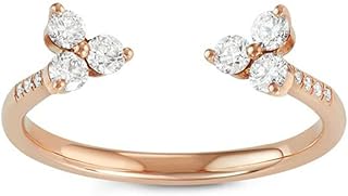 Womens Sterling Silver Rings Open Cluster Ring 18K Rose Gold Plated