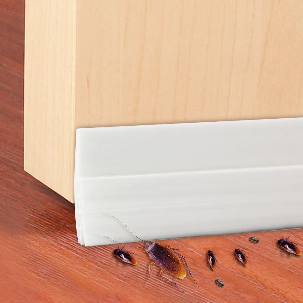 Drofail Door Draught Excluder Door Bottom Seal,Under Door Draft Stopper Soundproof Door Seals Weather Strip Front Door - White 2