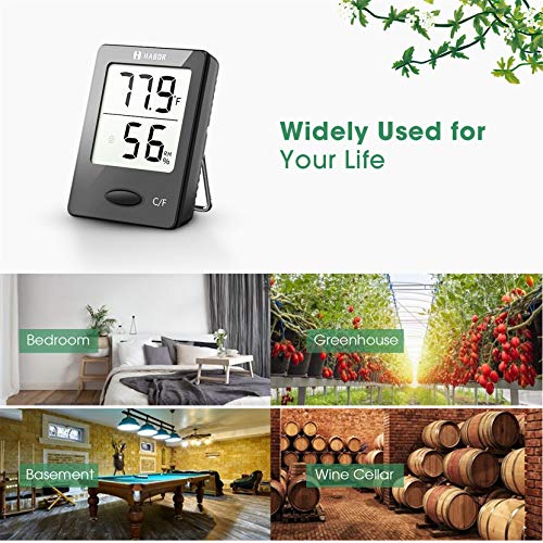 Habor Thermometer Indoor (2 Pack), Superior Mini Digital Hygrometer Indoor Accurate Humidity Monitor Gauge for House, Office, Greenhouse, Home (2.3X1.8inch, Black)