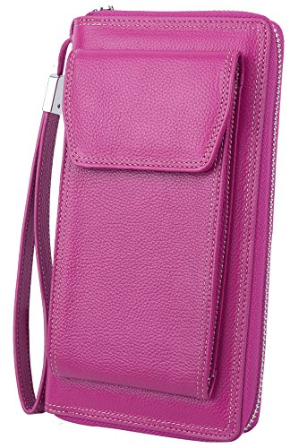 Portafoglio Leatherboss In Vera Pelle Con Blocco RFID E Cerniera - Colore Marrone Scuro