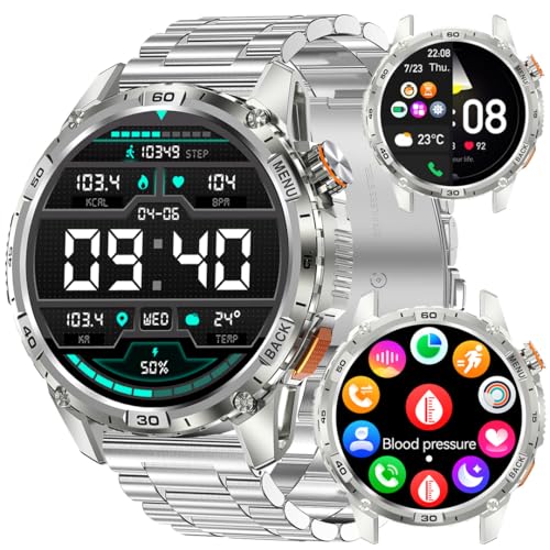 KALPADIVES Montre Intelligente Militaire pour Homme Compatible avec Android et iOS Écran HD de 1,54" avec fréquence Cardiaque 24h/24, 7j/7 et Suivi de la Pression artérielle