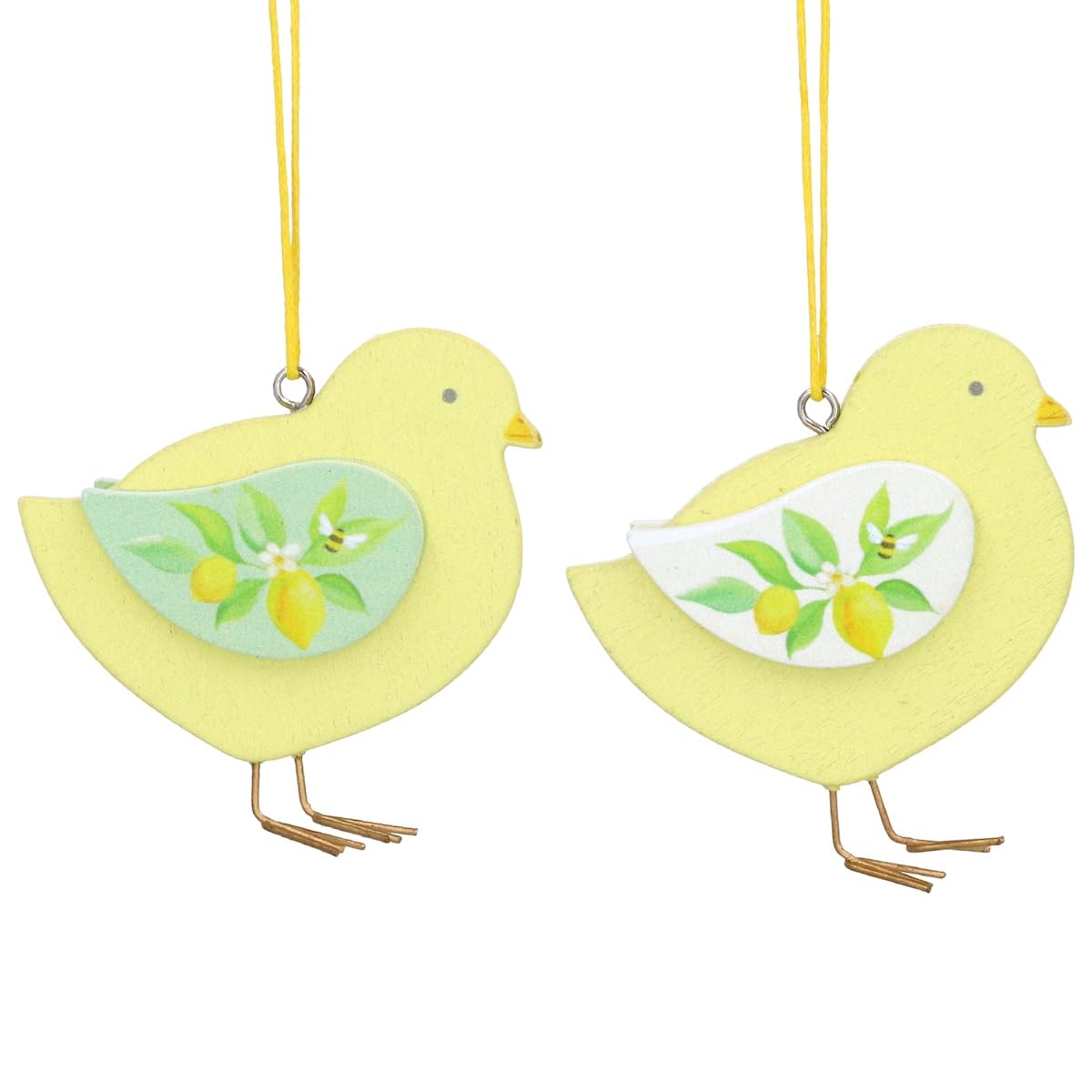 Gisela Graham Multicoloured Set Of 2 Lemon Design Chicks Easter Decorations