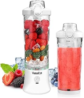 Portable Blender, Personal Size Blender for Shakes and Smoothies, Blender with 6 Blades, 20oz Mini Mixer Rechargeable for Kitchen/Gym/Travel/Office, BPA-Free,White