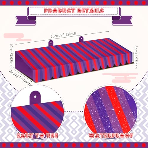 Image of Boao 4 Pcs 3D Cardboard Awning Decor,Purple and Red,Striped Style