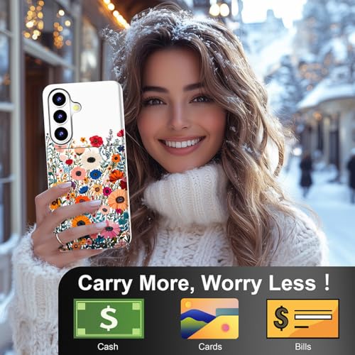 Étui robuste Samsung S25 FE de qualité militaire avec design fleurs