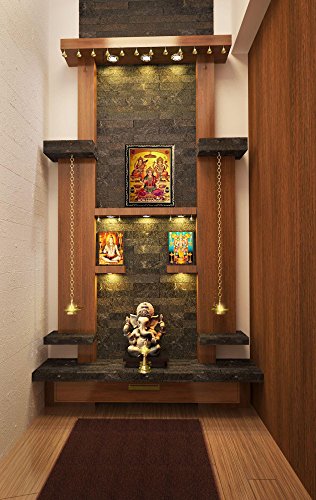 Image of ADA Handicraft Shree Laxmi Saraswati Ganesha For Diwali Wooden Religious Photo Frame for Wall, Hindu Bhagwan Puja (35 x 25 x 1 cm, Multicolour)