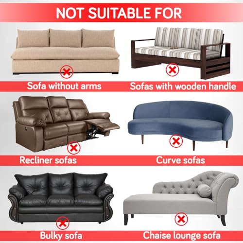 Image of HOKIPO 240 GSM Premium Jacquard Sofa Cover 3 Seater Fully Covered, 'Serene Wave Series' Wine (AR-6354-WINE)