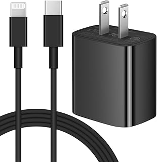 iPhone 14 13 12 Fast Charger [Apple MFi Certified] 20W PD USB C Wall Charger with 6FT Fast Charging Cable with iPhone 14/14 Pro/14 Pro Max/14 Plus/13/12/11/Pro/Pro Max/Mini/Xs Max/XR/X, iPad - Black