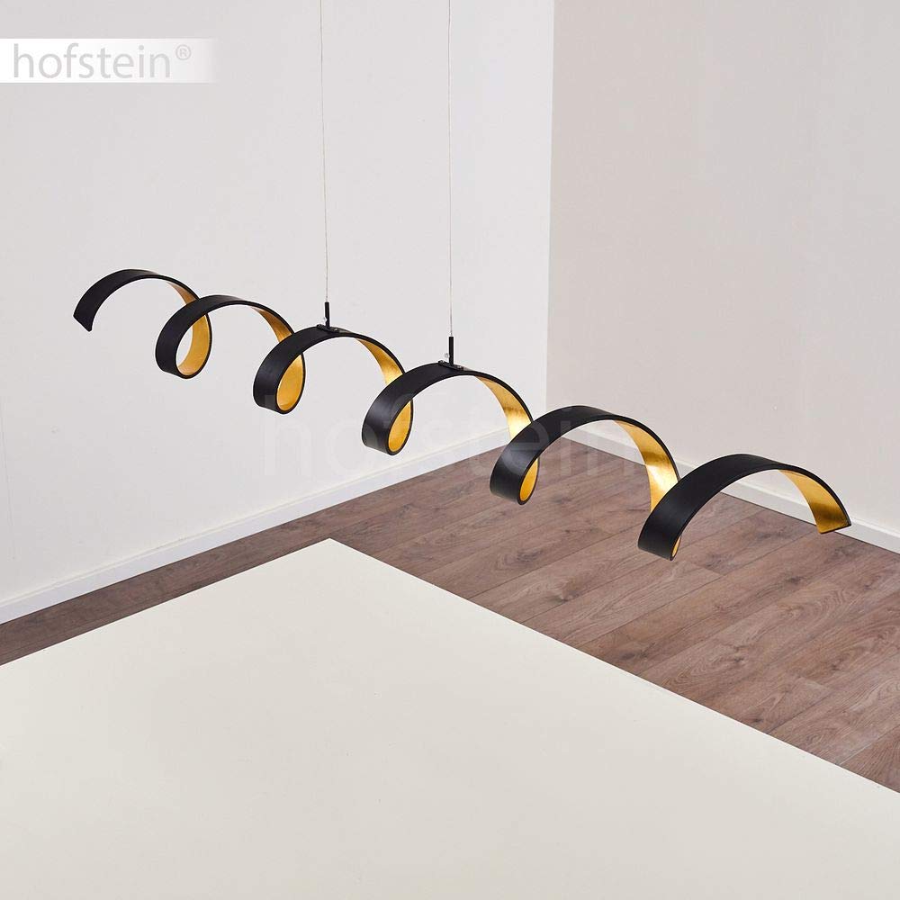 LED Pendelleuchte Rezat, dimmbare Hängelampe aus Metall in Schwarz/Gold, längliche Hängeleuchte, Höhe max. 125 cm, 6 x 5 Watt, 1800 Lumen, Lichtfarbe 3000 Kelvin (warmweiß)