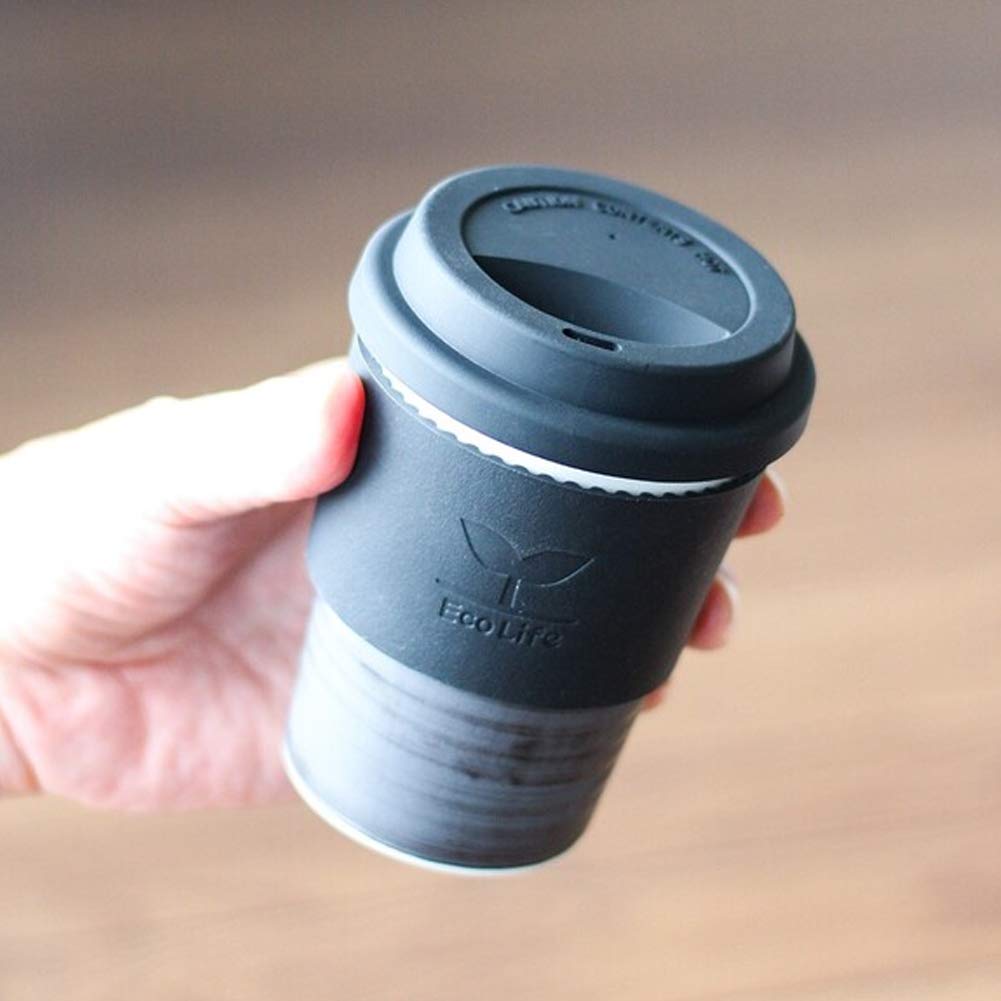 Japanische Keramiktasse mit Silikondeckel und Hülle, wiederverwendbare Reisebecher für Kaffee und Tee, Seto-Mono, Made in Japan, 200 ml