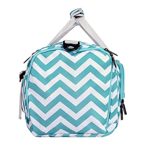 MOSISO Sports Duffel with Shoe Compartment Chevron Gym Bag for Men/Women Dance Travel Weekender, Turquoise