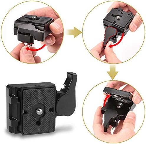 UTEBIT Camera 323 Quick Release Plate with QR Clamp and 1/4'' to 3/8'' Screw Adapter Compatible for manfrotto 200PL-14 and 323 RC2 496RC, 498RC2, 804RC2