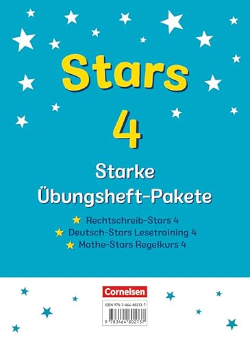 STARS - starke Übungshefte - Übungsheftpakete Deutsch und Mathematik: 4. Schuljah: 3 Übungshefte im Paket mit Lösungen - Rechtschreib-Stars, Deutsch-Stars Lesetraining und Mathe-Stars Regelkurs