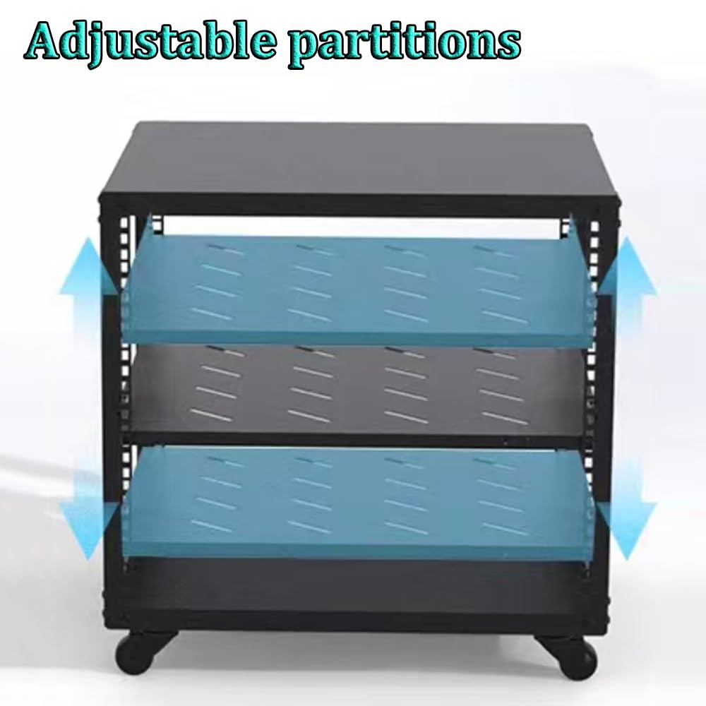 Armadio rack mobile resistente per componenti audio, supporto HiFi regolabile, organizer per console multimediale con ruote, torre di archiviazione per amplificatori (altezza 40 cm)