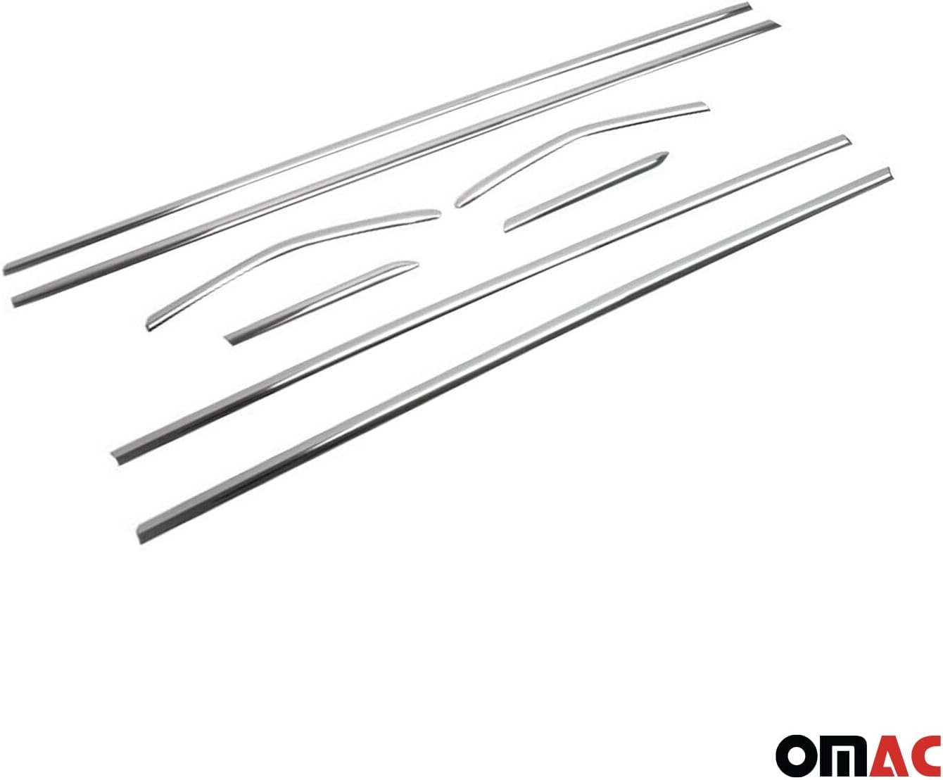 OMAC Window Molding Trim Streamer for Ford Focus Hatchback 3.gen C346 2012-2018 Stainless Steel Chrome 8Pcs