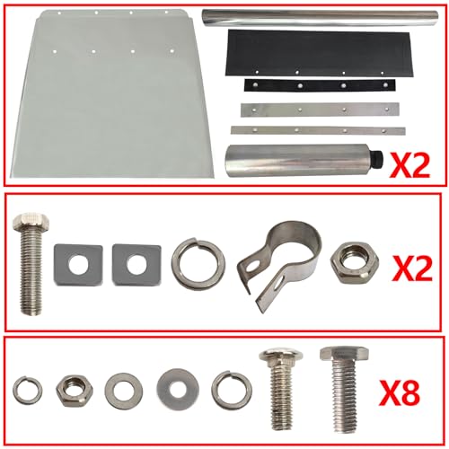 Image of 24 inchx24 inch Stainless Steel Quarter Fender Set Mud Flap Hangers with Single Bolt Mounting Brackets fit for Semi Truck, 2PCS