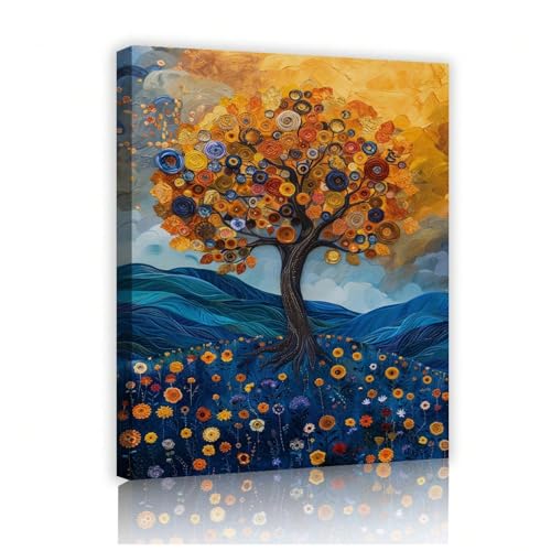 Peinture sur toile arbre de vie deco pour salle de bain et chambre ambiance zen nature