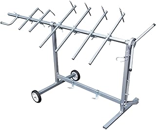 Auto Body Paint Stand 360° Reversible Double Sided Paint Heavy Duty Auto Body Painting Rack Easy to Move with Wheels and Strong Load Bearing Capacity(2 Wheels 6 Hooks)