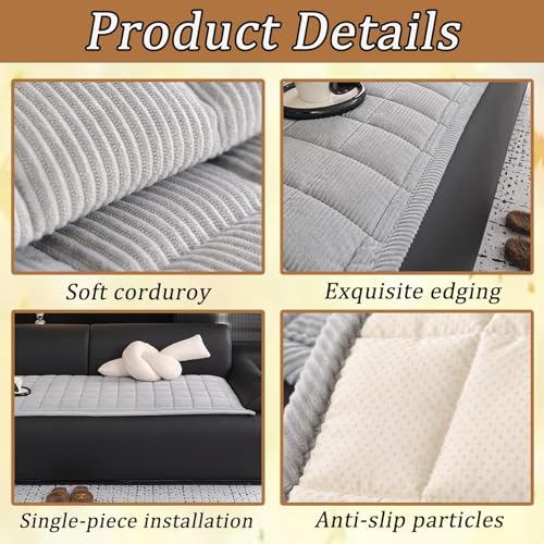 Housse de canapé lavable en velours côtelé marron 70x210 cm