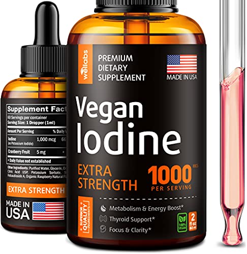 Liquid IodinÐµ Mineral Supplement - Natural ThyrÐ¾id & Metabolism Support - High Absorption Liquid Vegan Formula - Energy, Focus & Mental Clarity Boost - Non-GMO - Made in USA - 2 fl oz