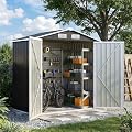 UDPATIO Outdoor Storage Shed, 6X4 FT Metal Steel Garage Storage with Sloping Roof & Lockable Door for Bicycle, Tool in Patio Lawn, Garden, Backyard, Grey