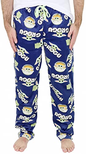STAR WARS Mens Baby Yoda Pajama Pants - Soft Fleece Mandalorian Character Loungewear Sleep Bottoms