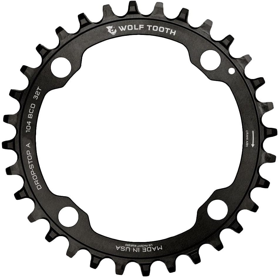 Wolf Tooth 104 BCD Spider Mountain Bike Chainring for Shimano 12spd Hyperglide+ Chain (34 Tooth, Drop-Stop ST, MTB)