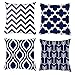 TIDWIACE Azul Set de 4 Fundas de Cojín, Funda de Almohada Lino de algodón Decorativa Geometría Moderna Funda de Cojín 45x45cm, para Sala de Estar sofás Camas sillas Dormitorio Jardín Coche