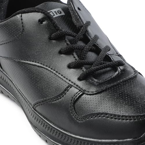 Image of Liberty Force10 SKOLPRO-L Lacing Uniform School Shoes for Kids - Black & White | Lightweight & Comfortable Insole | Quick Wear, Lace-Up Closure Cushioned Footbed | All Day Comfort, Anti-Slip Grip