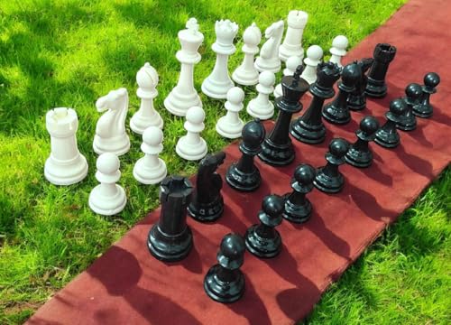 Image of Durable Plastic Tournament Chess Pieces - Complete Set of 32 Standard Size Chessmen Staunton Coins (3.8 inch Inch King Height)