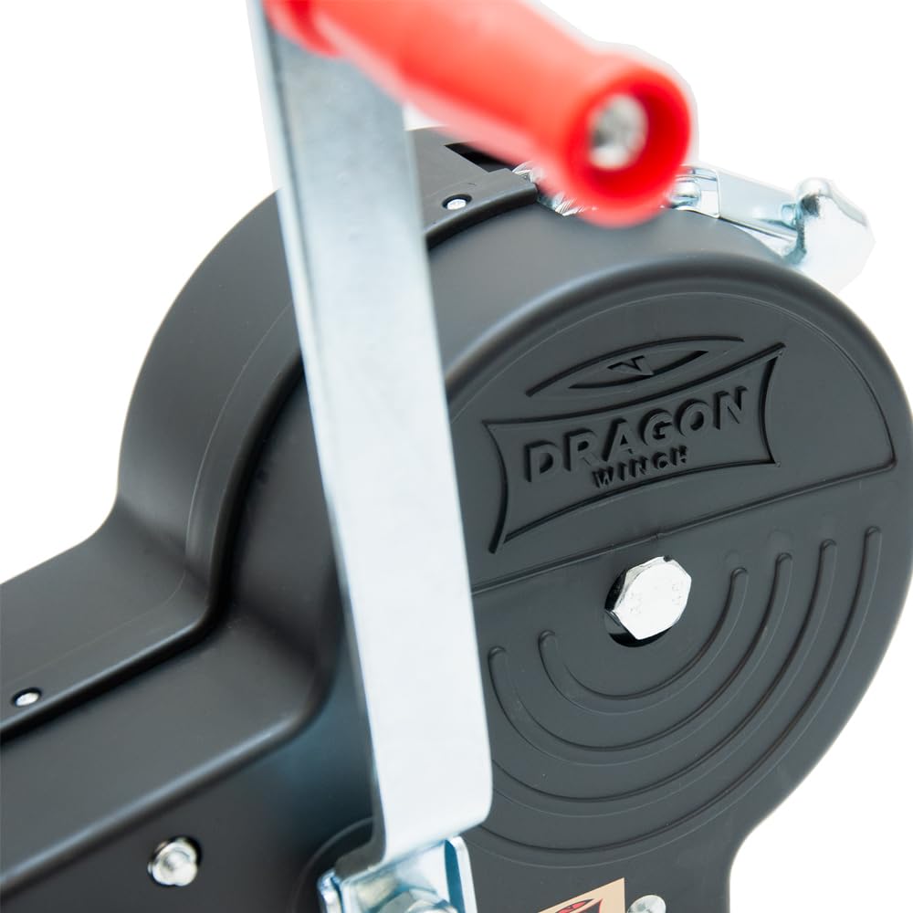 Dragon Winch Argano manuale con alloggiamento 3500 lbs / 1588 kg con gancio e Cavo in Acciaio 10m per piccole imbarcazioni, moto, veicoli e officina | Verricello manuale a due velocità