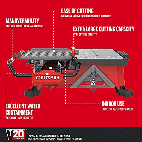 CRAFTSMAN V20 Wet Tile Saw with Compact Cart