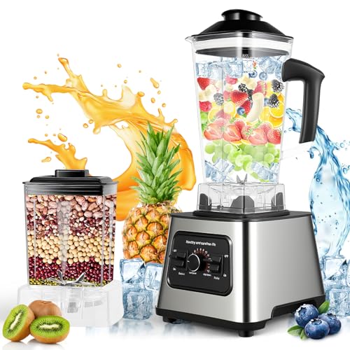 Batidora de batidora, 800 W, batidora batidora, 2 l + 0,5 l, 9 velocidades, 4 cuchillas, fácil limpieza, batidora batida, batidos y para congelar frutas