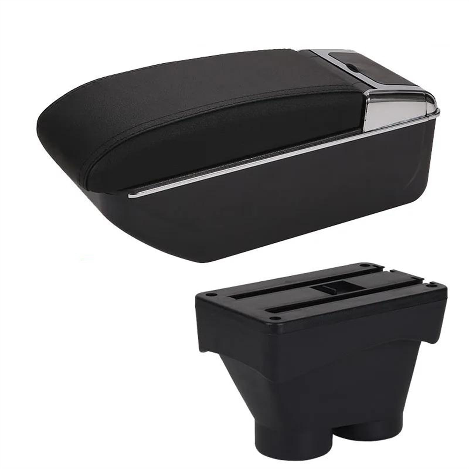NMJLQW Storage Rack Car Interior Parts Modification Accessories For 208 2012-2018 Car Center Console Storage Box(D2 Black black NoUSB)