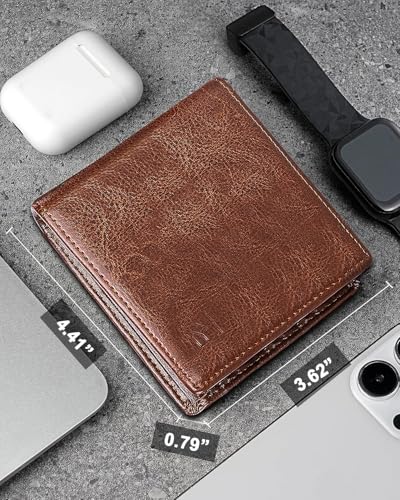 Full-Grain Leather Wallet,Luxuriously marbled Slim Wallet,Airtag Wallet, Ridge Wallets for Men,Mens Wallet,Credit Card Holder(Brown)2