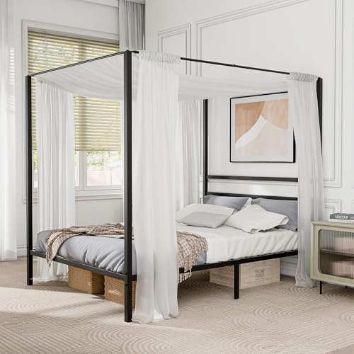 Super Deal SDBF8497 Metal Canopy Bed Frame Queen Size Four Poster Bedframe thumb #5