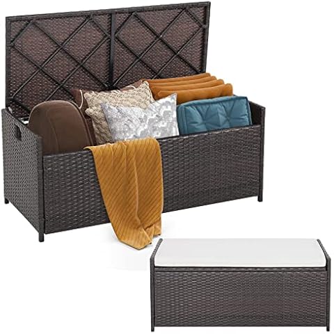 TANGZON 128L Outdoor Storage Bench with Cushion Cover