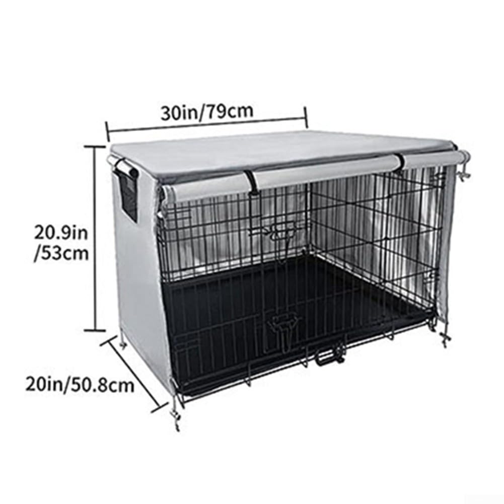 Copertura per gabbia per cani di grandi dimensioni, in tessuto Oxford 210D, copertura per gabbia per animali domestici, copertura protettiva multifunzionale (grigio, 79 x 50,8 cm)