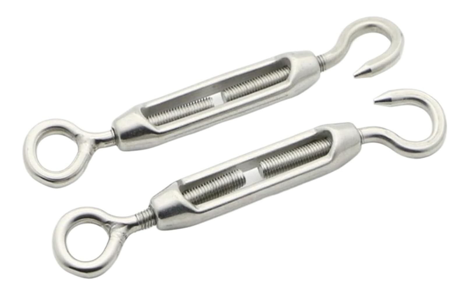 UDPOIUYT Adjust Chain Rigging Hook, 1PC 304 Stainless Steel Wire Rope Turnbuckle Bolt Hook Screw Tensioner(C to C,M8)