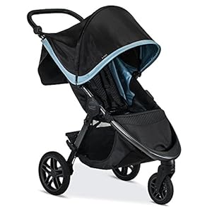 Britax B-Free Stroller, Frost – All Terrain Tires – Adjustable Handlebar – One Hand Fold – Large UV50 Canopy
