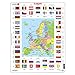 Larsen KL1 Bandiere e Mappa Politica dell'Europa, Edizione Inglese, Puzzle Incorniciato con 70 Pezzi