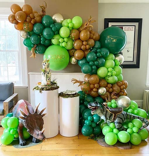 OOPAT Dinosaur Birthday Party Decorations Green Balloon Arch Garland Kit for Dino Party Supplies Boy Birthday Jungle Safari Party (Green)